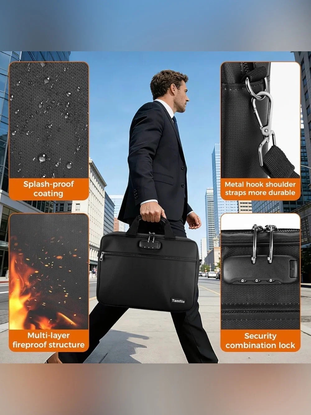 Laptop Bag, 14 inch Fireproof Safe Messenger Bag for Laptop or Tablet